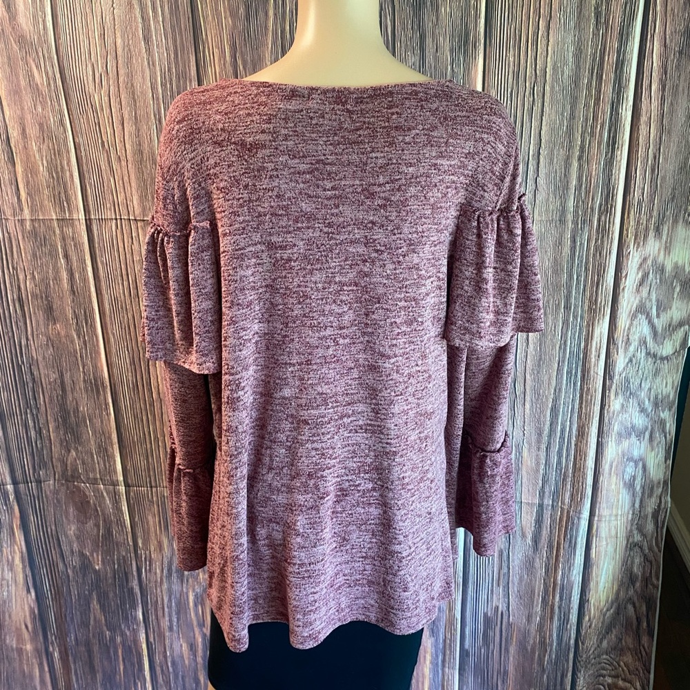 Easel size large rose pink long sleeve boho ruffles statement sleeve blouse - Picture 7 of 15